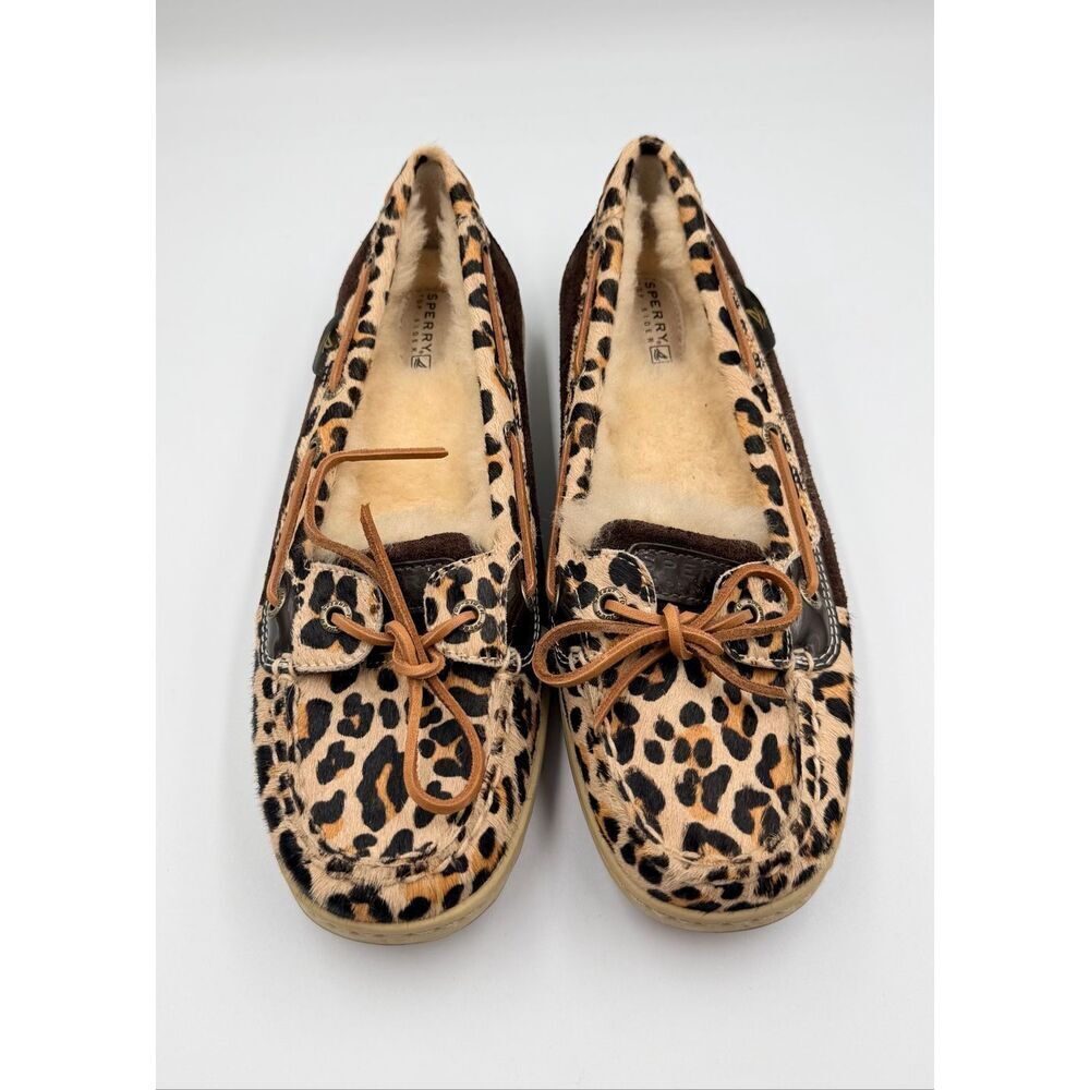 Sperry Top-Sider Leopard Fur Boat Shoes Womens 8.5 Shearling Lined Real Fur NWOT